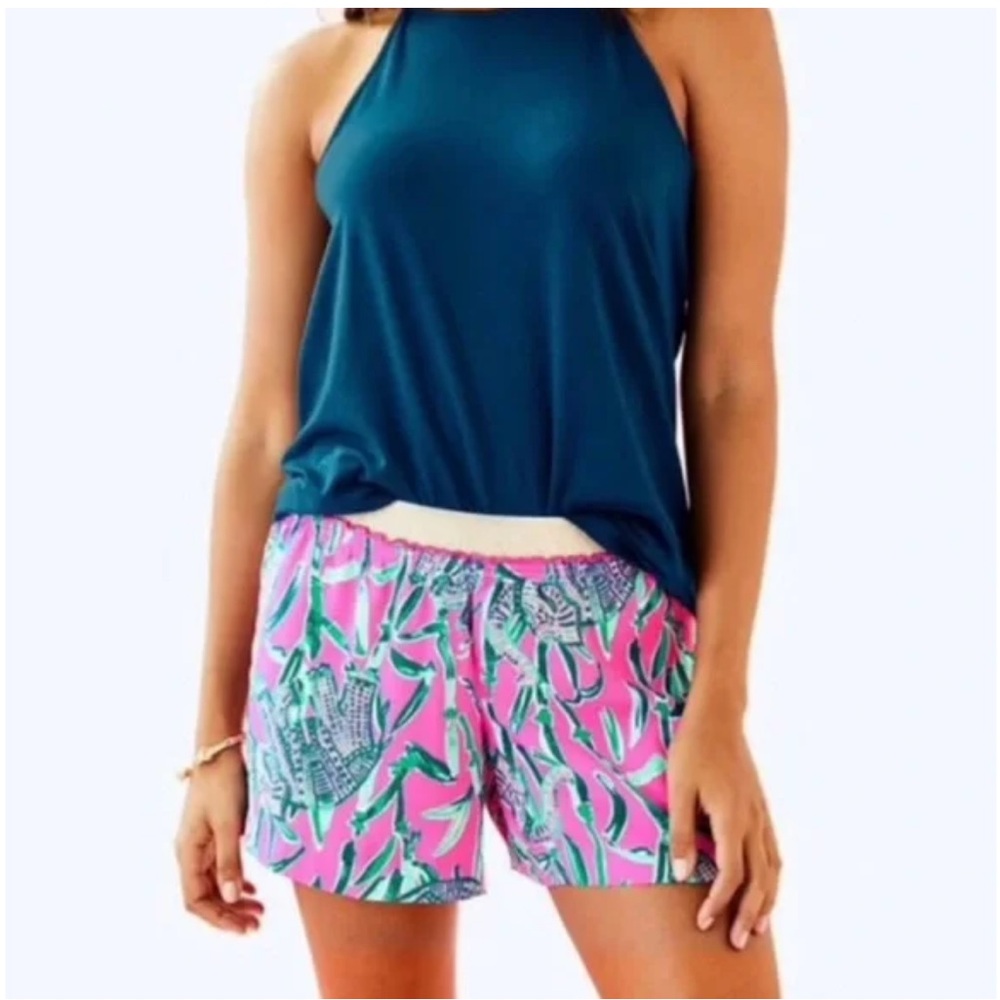 NWPT Lilly Pulitzer Rylan Shorts Elephant Mandevilla Pink Extra Lucky